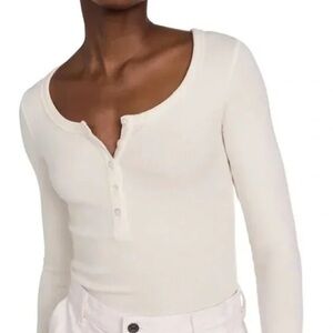 AYR Off-White Long Sleeve Henley Top